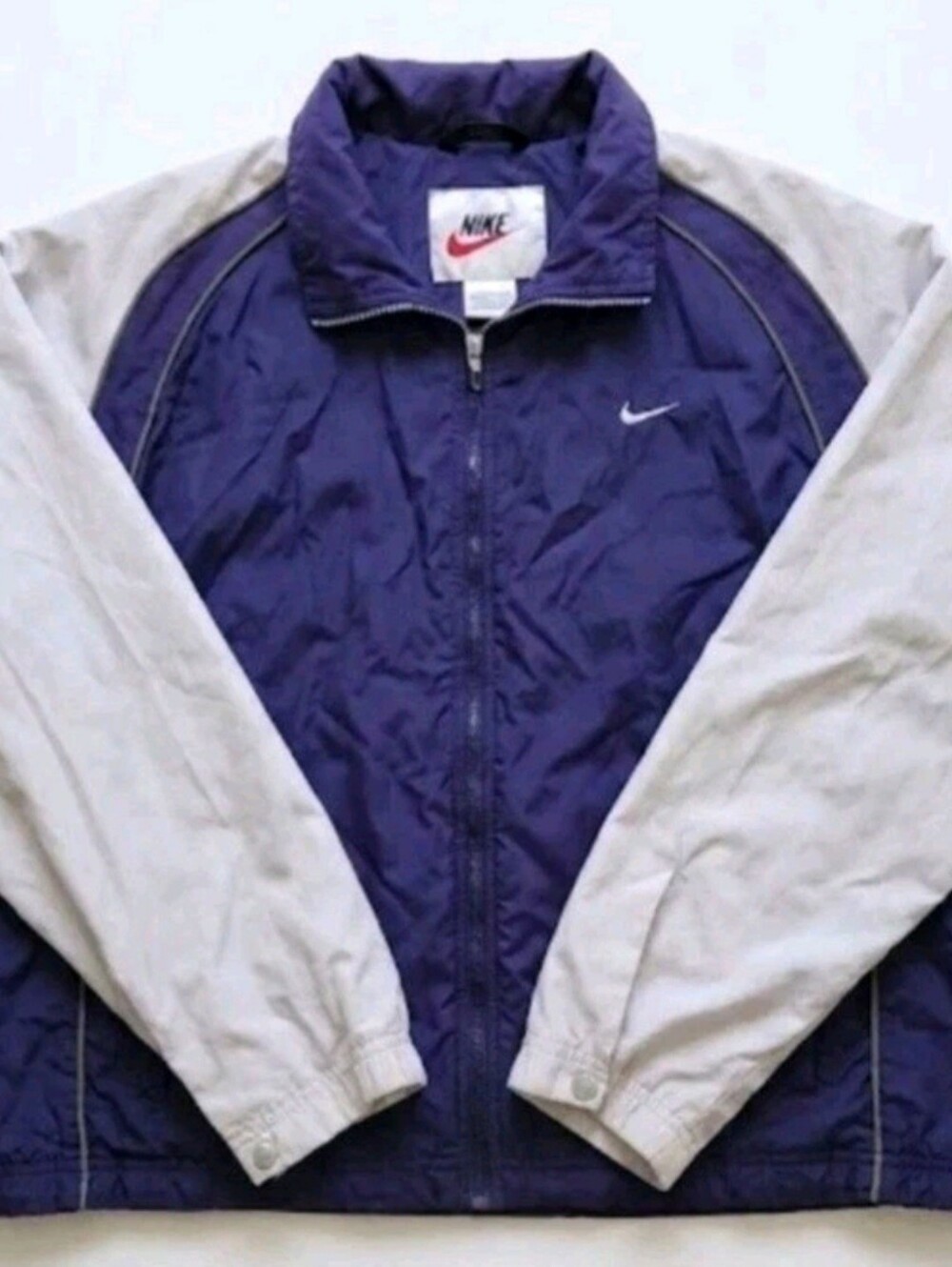 Vintage Nike Windbreaker Jacket Purple White Colorblock Y2K Youth L 12-14